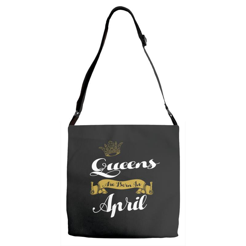 queens are born in april Adjustable Strap Totes