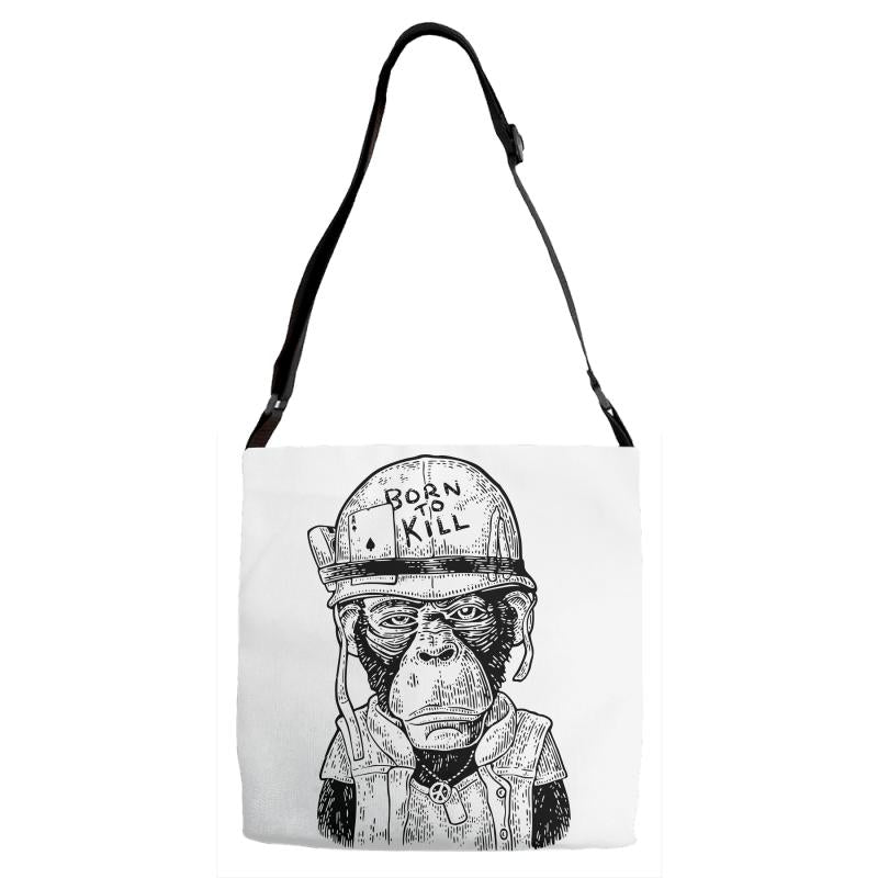 born to kill Adjustable Strap Totes