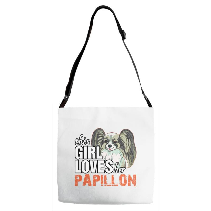 This Girl Loves Her Papillon Adjustable Strap Totes