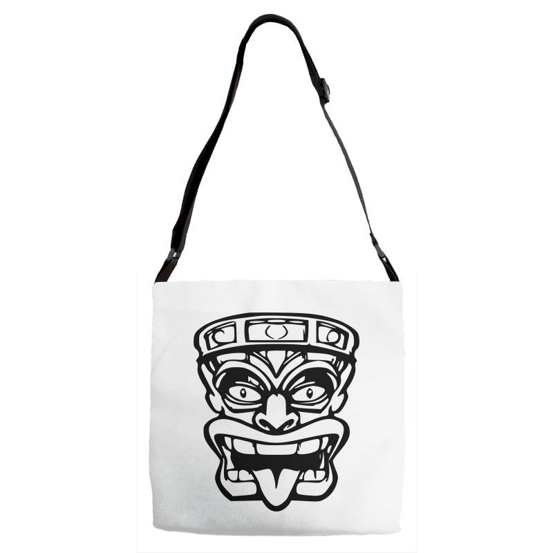 tiki mask hawaiian Adjustable Strap Totes