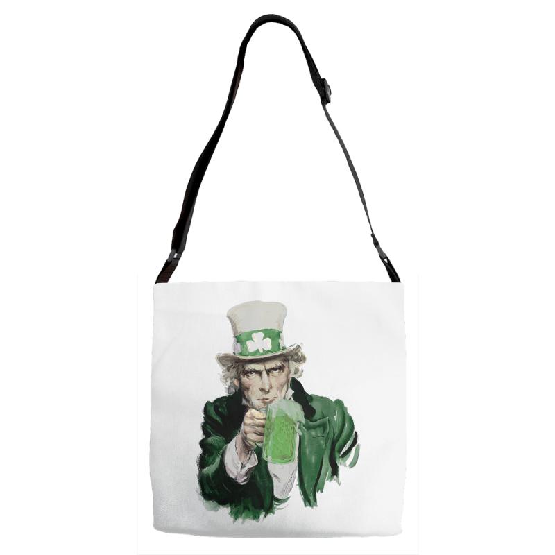 st patricks day  uncle sam Adjustable Strap Totes