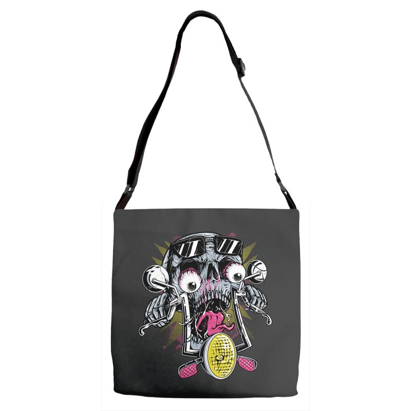 skull biker Adjustable Strap Totes