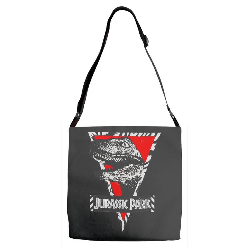 jurassic park raptor natural Adjustable Strap Totes