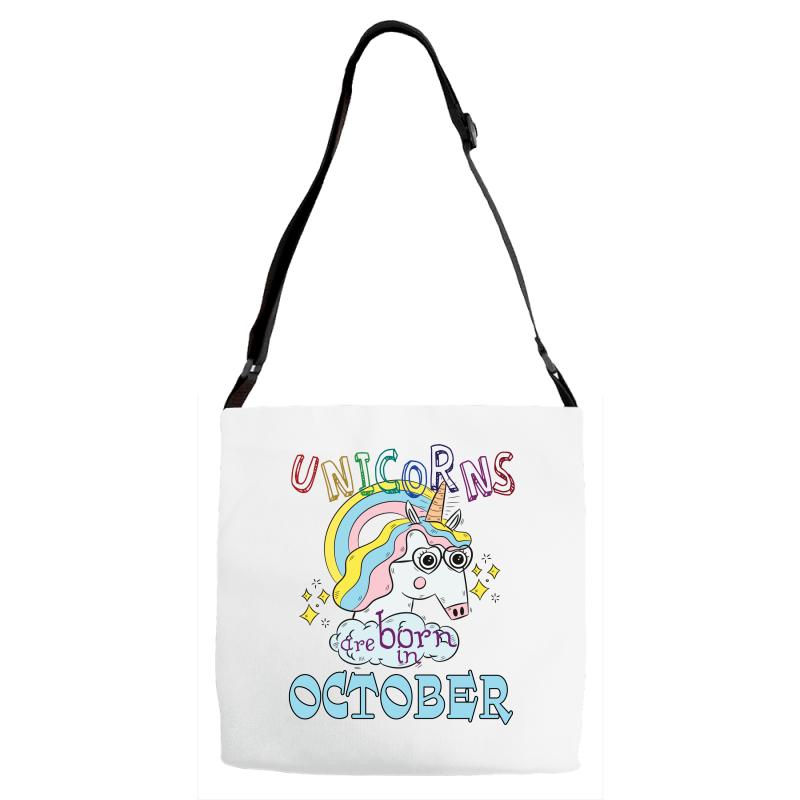 unicorns are born in october cute unicorn Adjustable Strap Totes