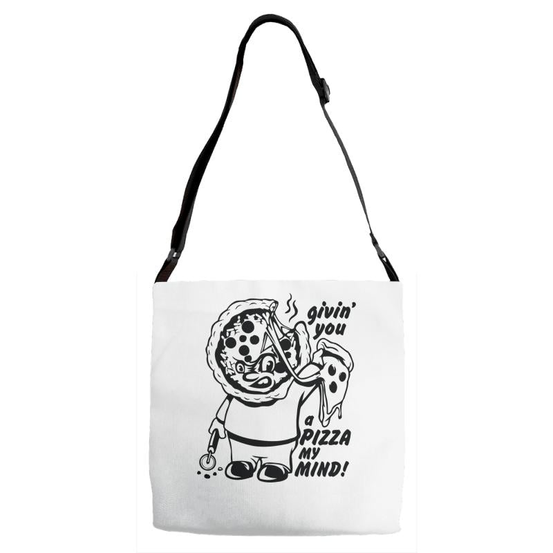 pizza my mind Adjustable Strap Totes