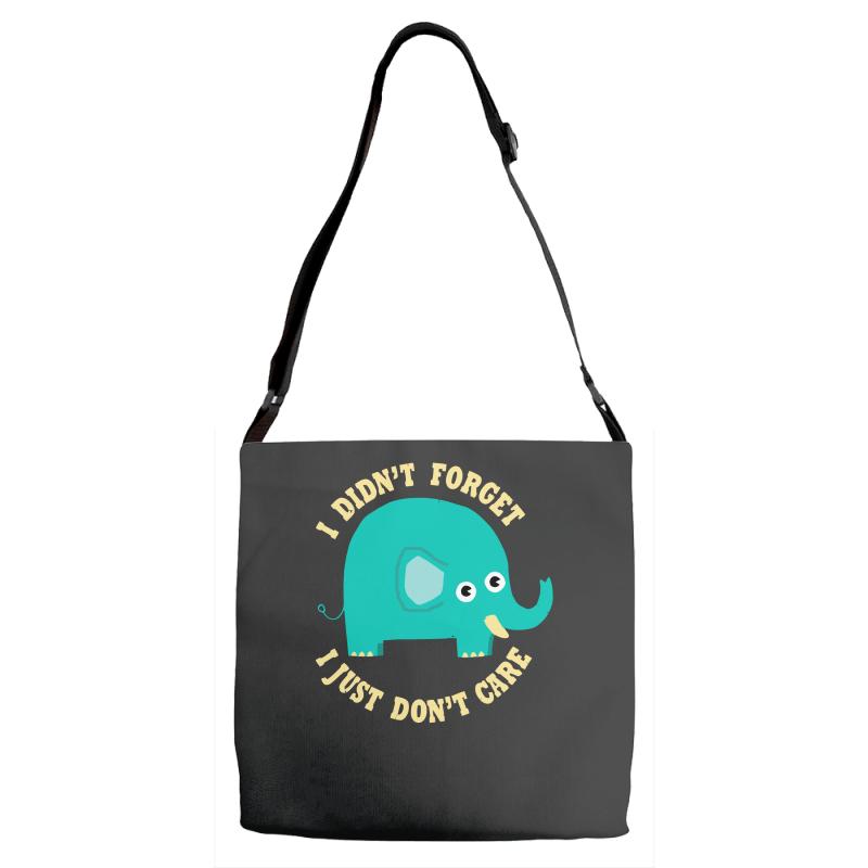 an elephant never cares Adjustable Strap Totes