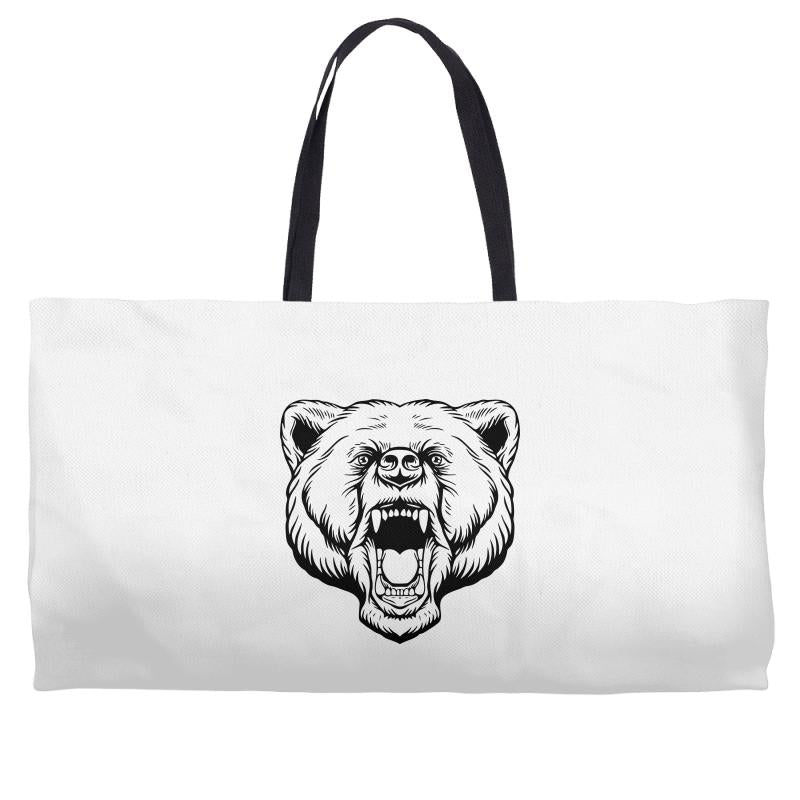 angry bear head Weekender Totes