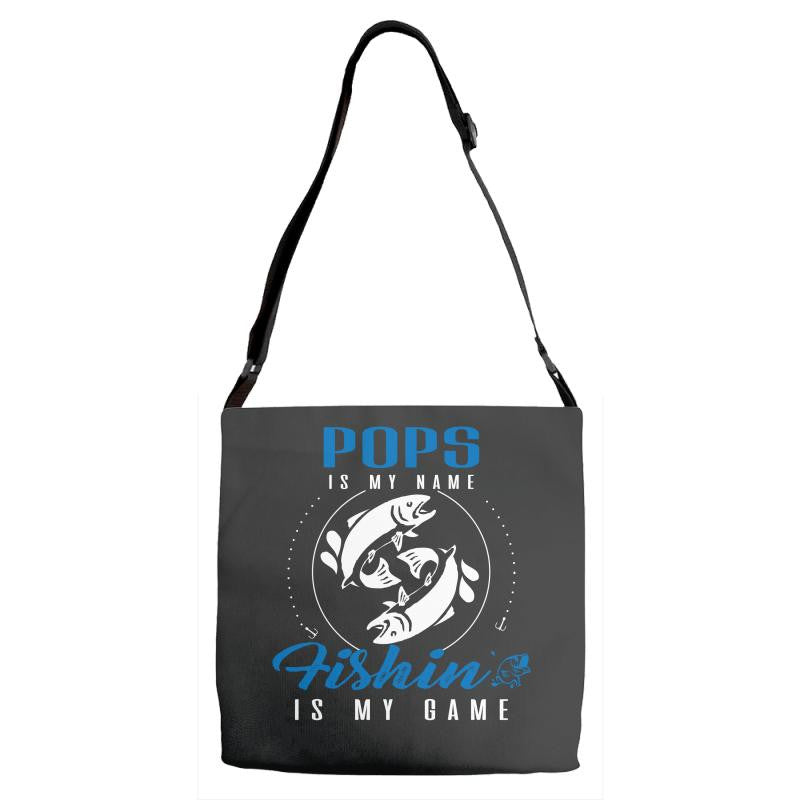 Pops is my Name Fishing Is My Game Adjustable Strap Totes