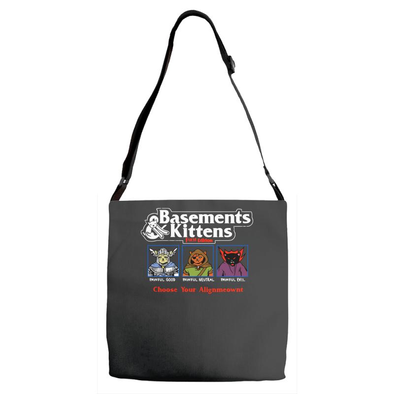 basements and kittens Adjustable Strap Totes