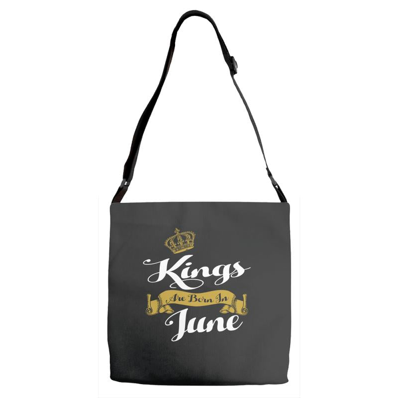 kings are born in june Adjustable Strap Totes