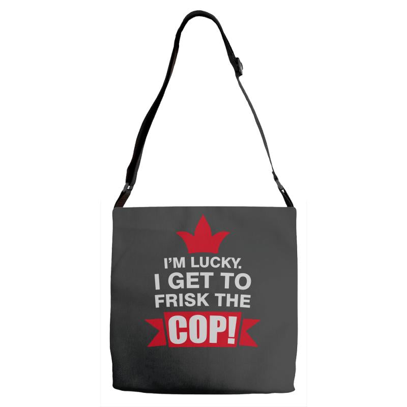 frisk cop leo police wife Adjustable Strap Totes