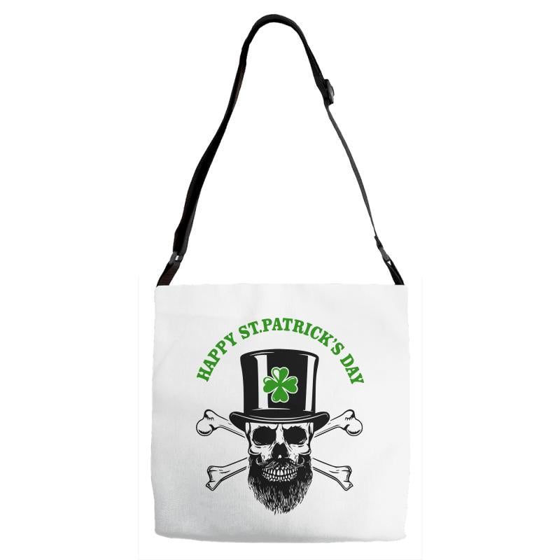 happy saint patrick day skull Adjustable Strap Totes