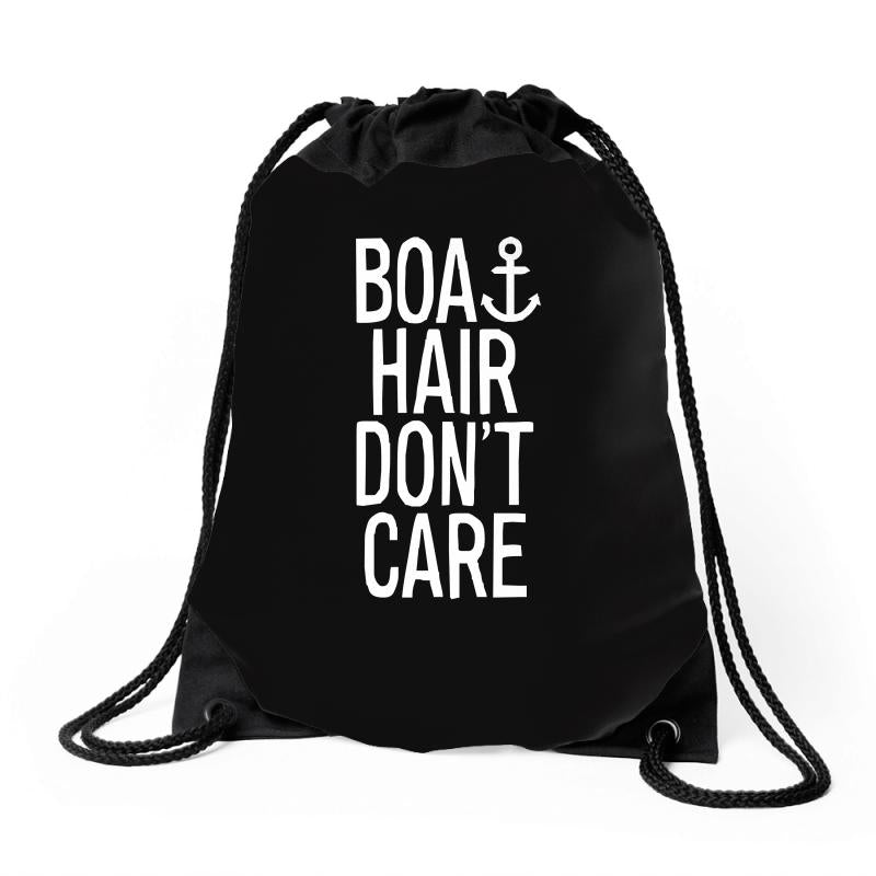 boat hair don't care Drawstring Bags