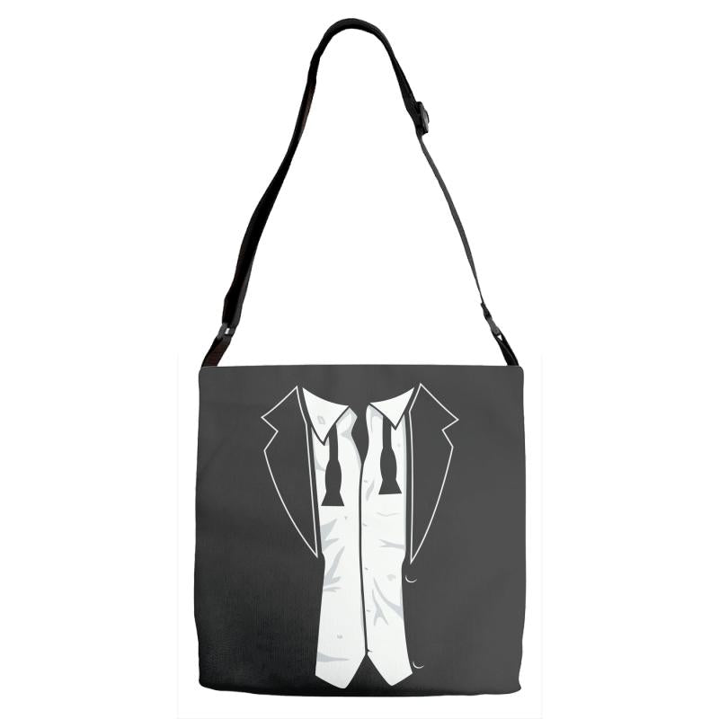 disheveled tuxedo Adjustable Strap Totes