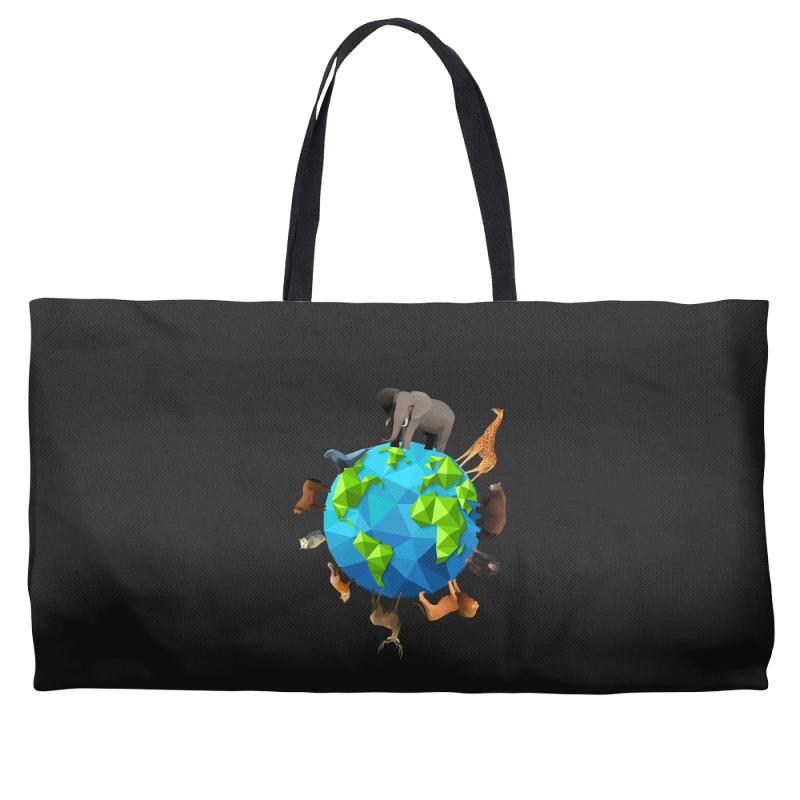 animal polygon around the planet Weekender Totes