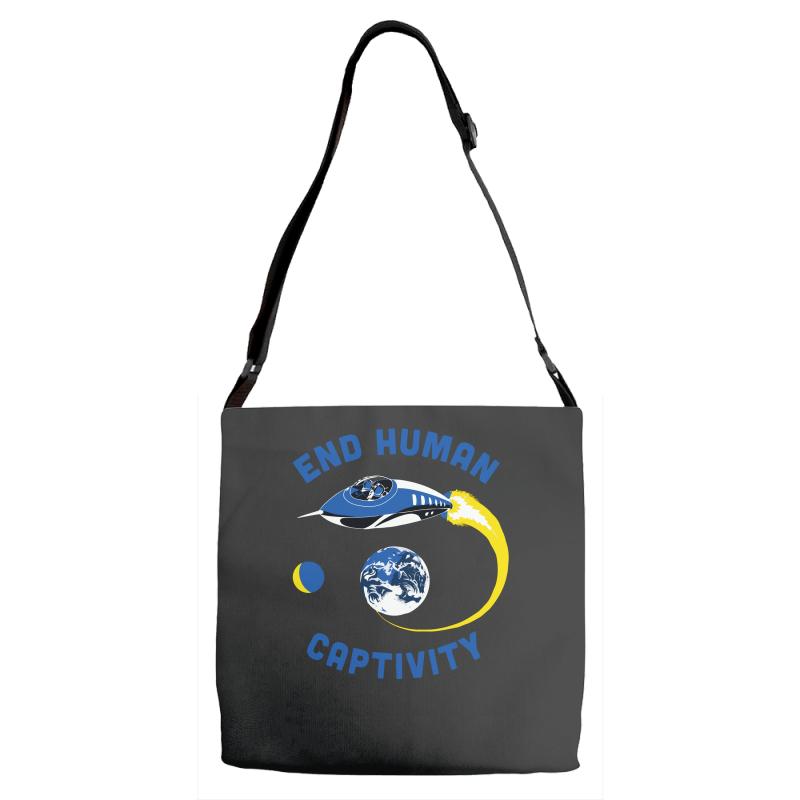 end human captivity Adjustable Strap Totes