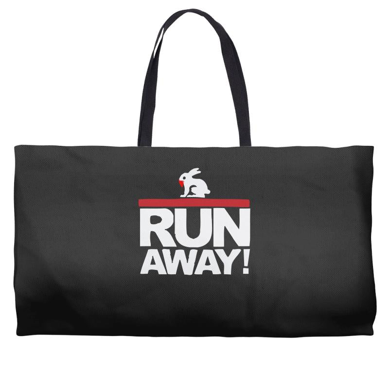 run away rabbit Weekender Totes