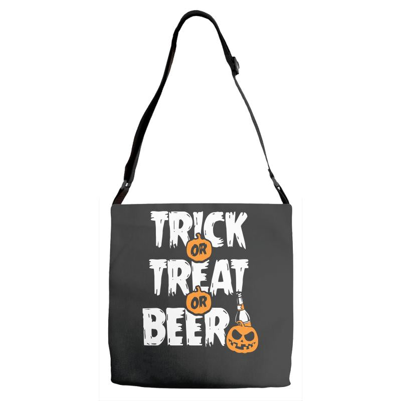 trick or treat or beer Adjustable Strap Totes