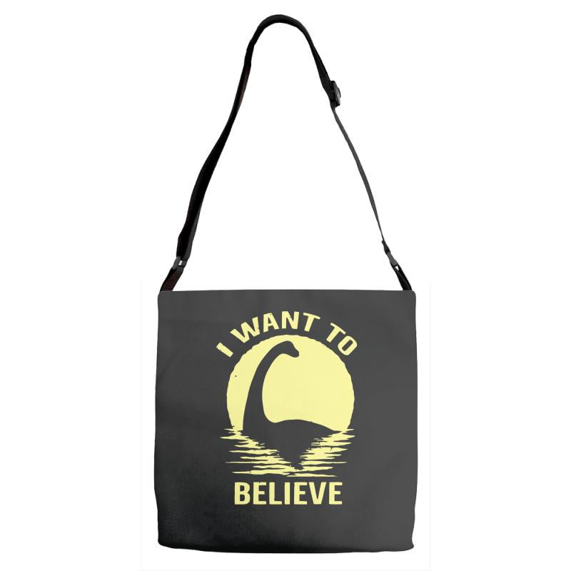 believe in nessie Adjustable Strap Totes