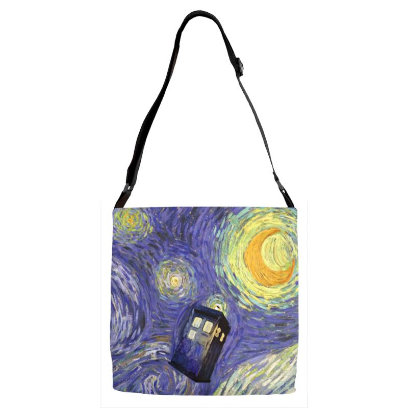 tardis starry night Adjustable Strap Totes