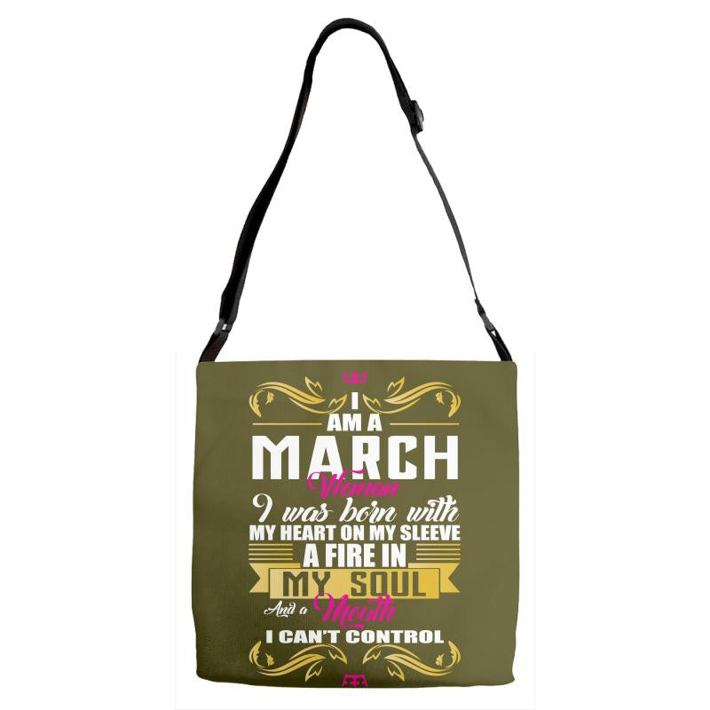 i am a march women Adjustable Strap Totes