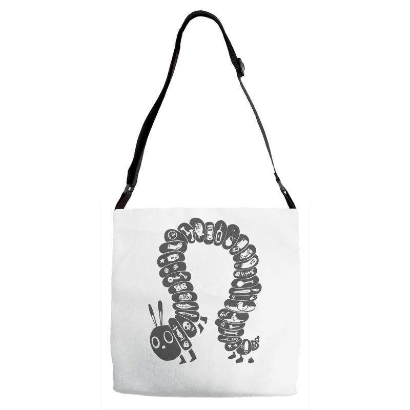 greedy caterpillar Adjustable Strap Totes