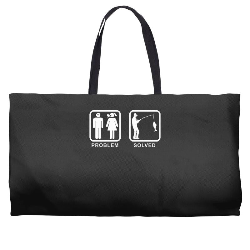 fishing   problem solved mens funny Weekender Totes