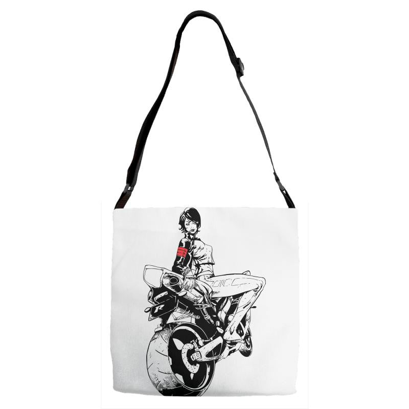 biker girl Adjustable Strap Totes