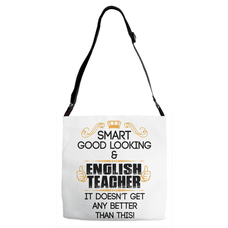 smart good looking english teacher profession Adjustable Strap Totes