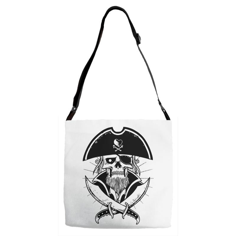 skull with beard Adjustable Strap Totes