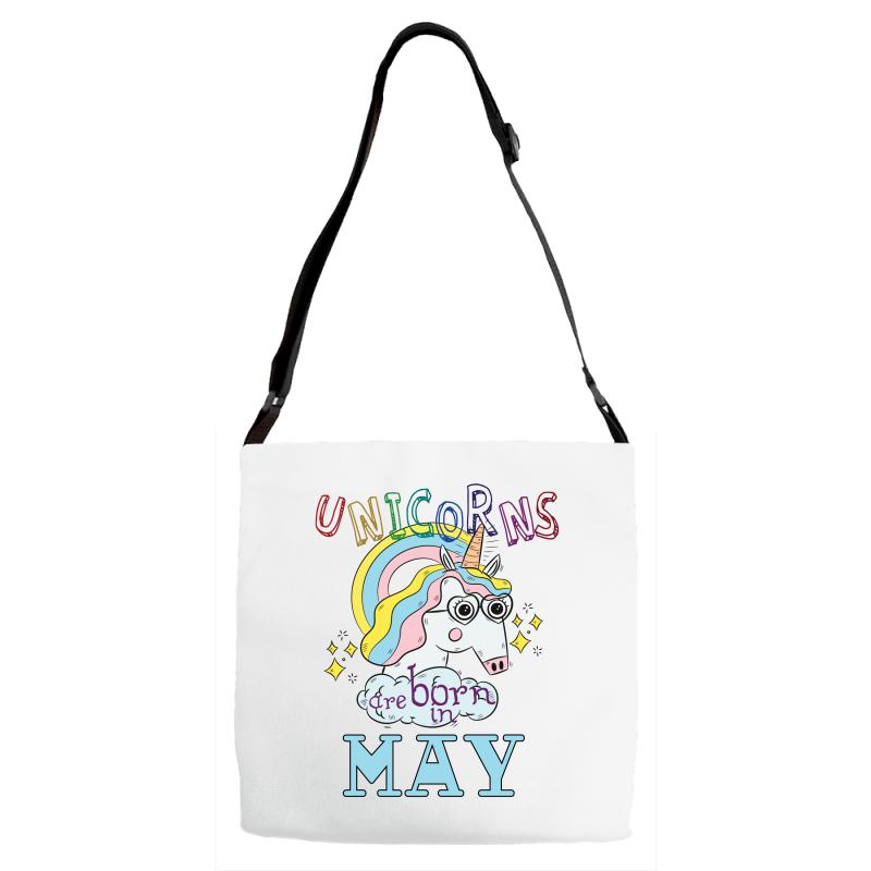 unicorns are born in may cute unicorn Adjustable Strap Totes