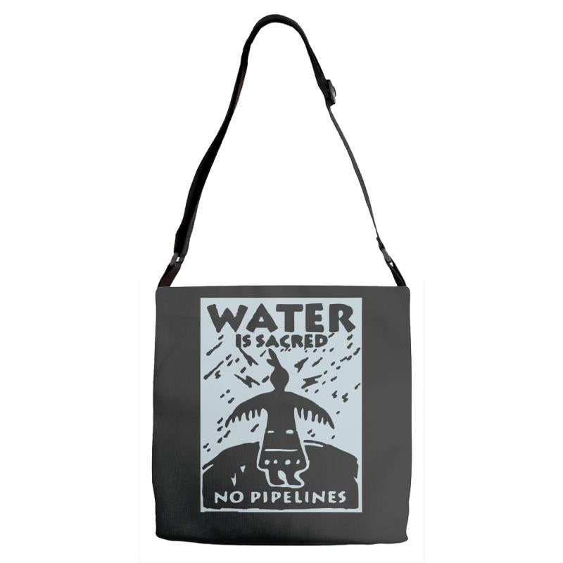 water is sacred no pipelines Adjustable Strap Totes