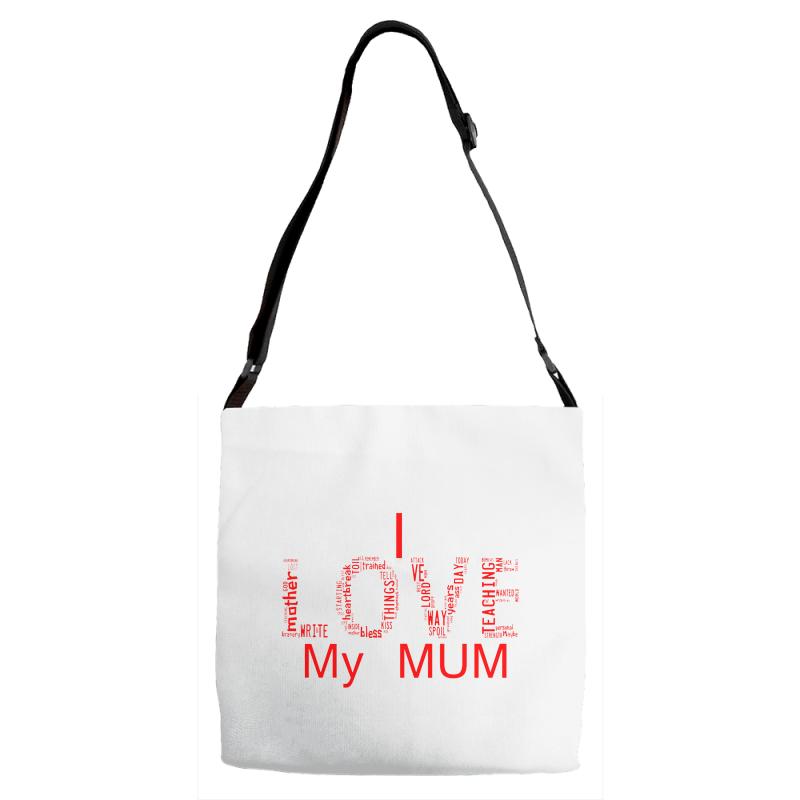 i love my mum red Adjustable Strap Totes