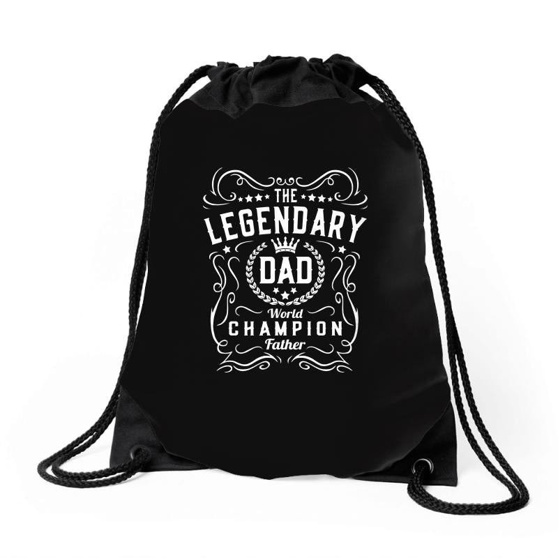 The Legendary Dad World Champion Drawstring Bags