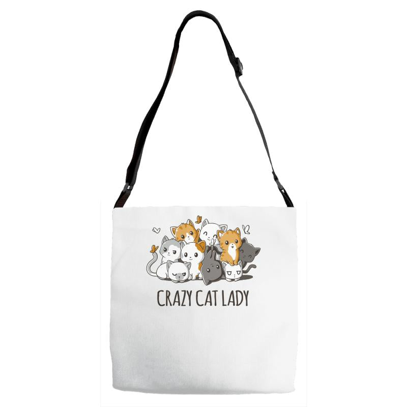 crazy cat lady Adjustable Strap Totes