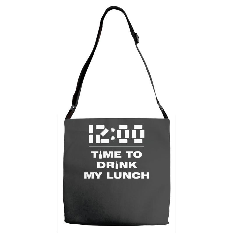 time to drink my lunch Adjustable Strap Totes