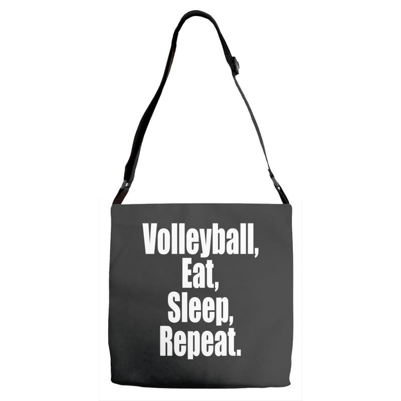 EAT, SLEEP, VOLLEYBALL, REPEAT Adjustable Strap Totes