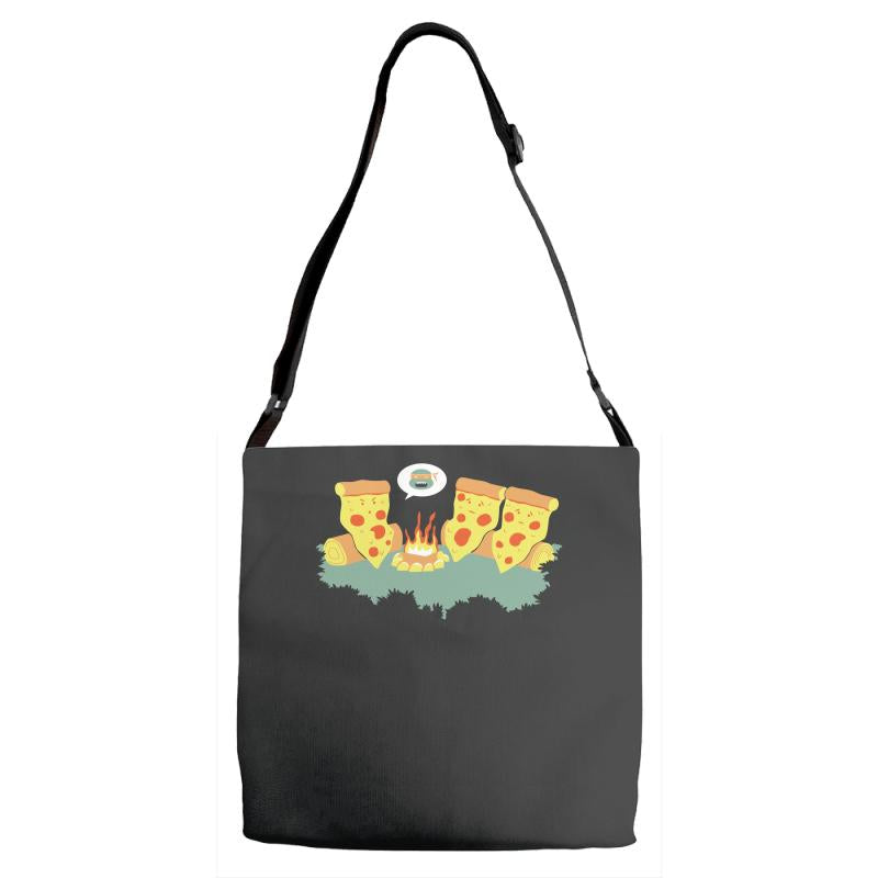 pizza campfire story Adjustable Strap Totes