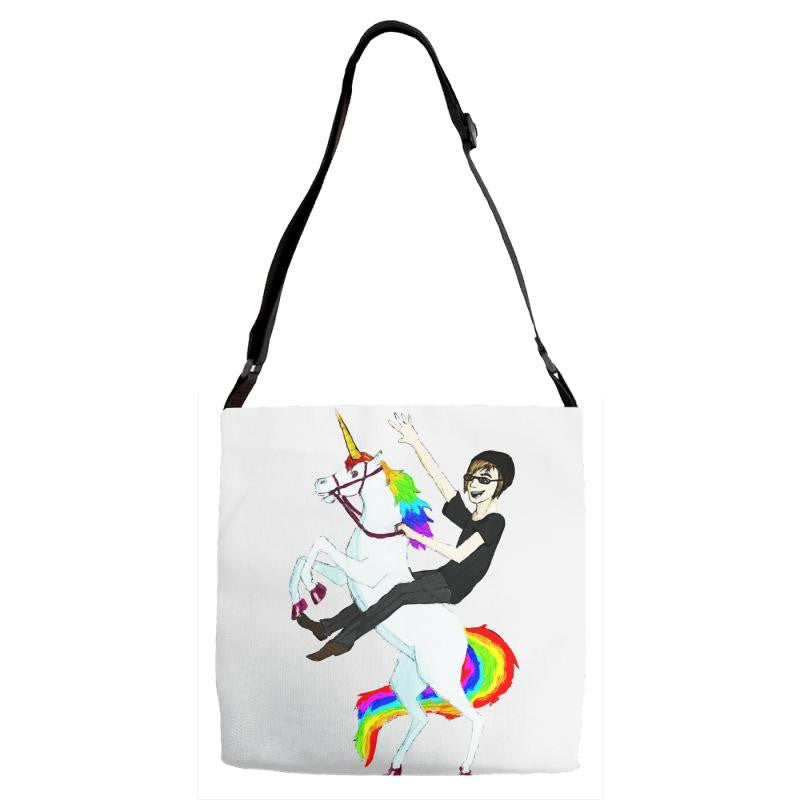 unicorn and human best friends Adjustable Strap Totes