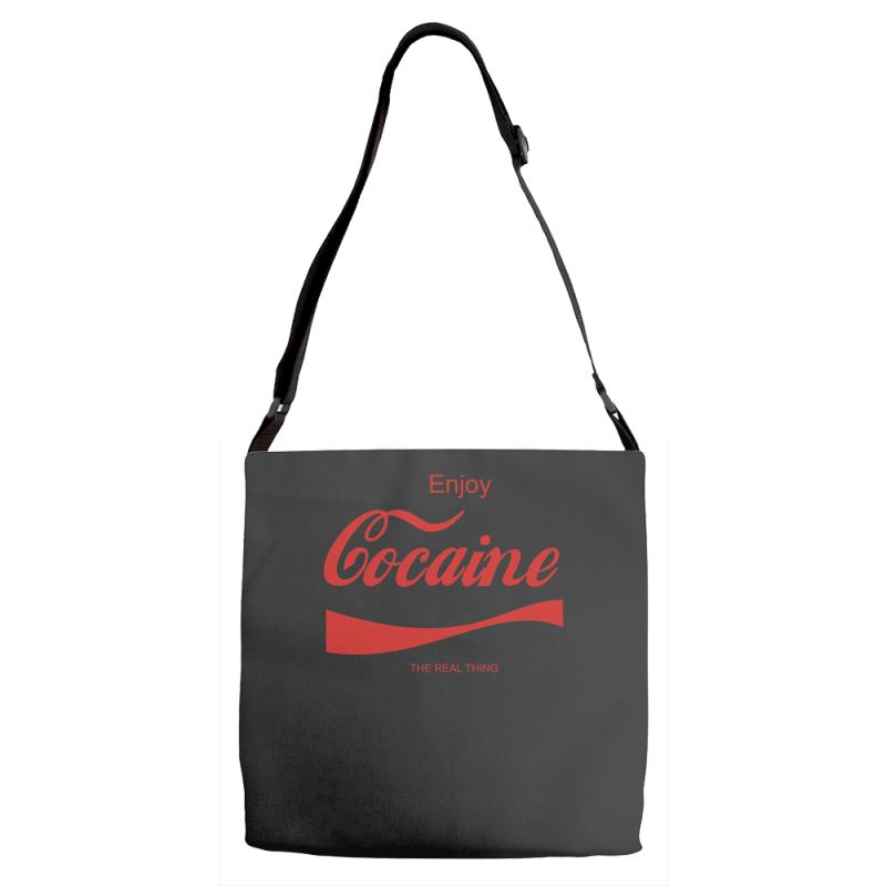 enjoy cocaine funny gray Adjustable Strap Totes