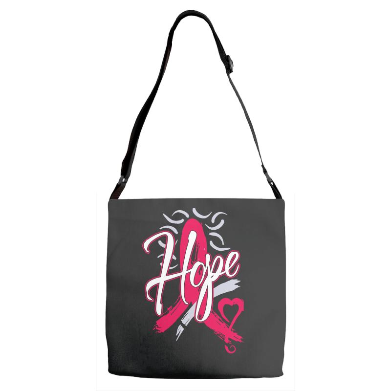 breast cancer awareness hope ribbon heart Adjustable Strap Totes