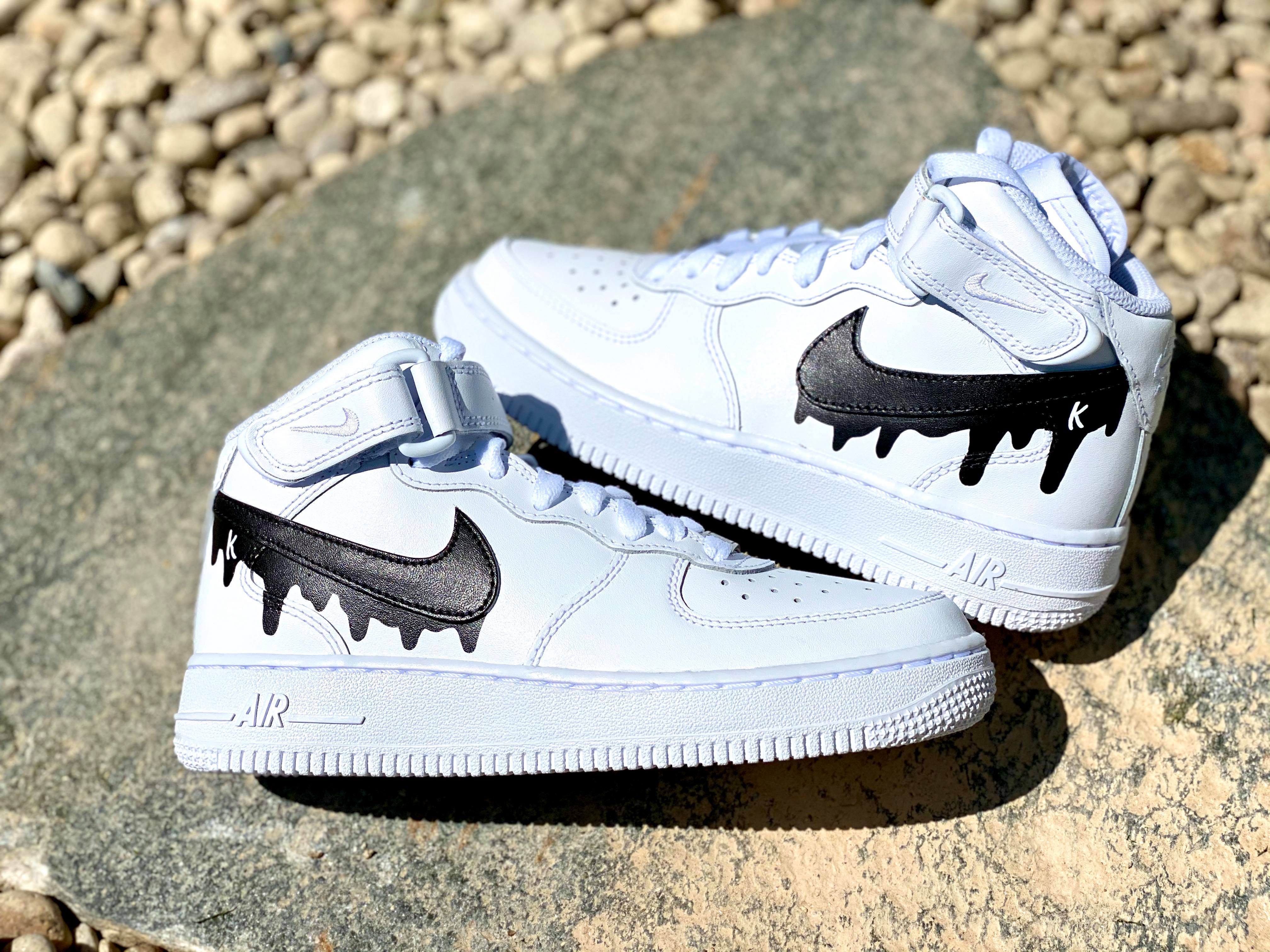 Black Drip Custom Air Force 1 - Hand Painted AF1 - Custom Forces – Merakicks