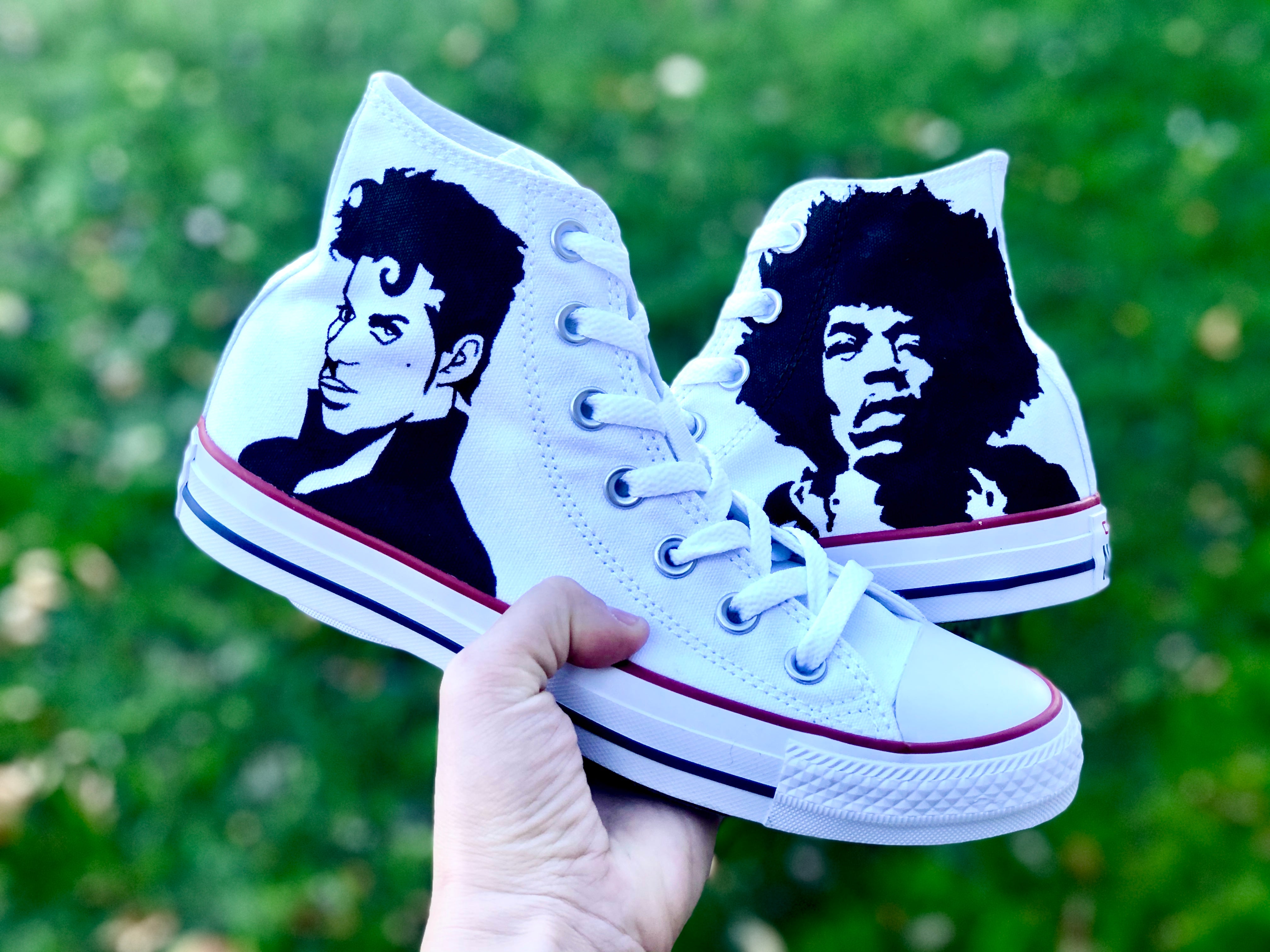Jimi Hendrix and Prince - Music - Custom - Painted Conve Merakicks