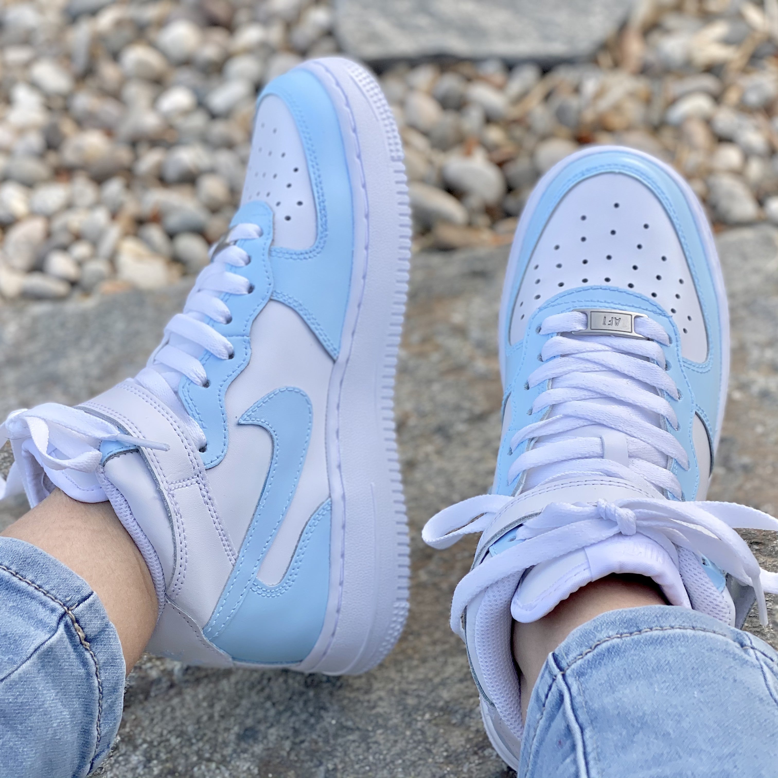 Blue Drip Custom Air Force 1 - Hand Painted AF1 - Custom Forces