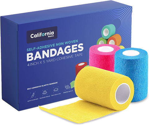 Multi Colored 12 Pack - 3 Inches by 5 Yards Self Adhesive Bandage Wrap –  California Basics