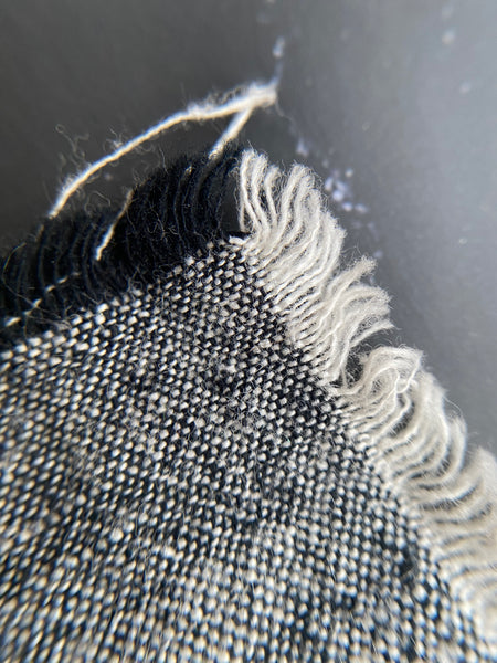 Close-up up yarn-dyed hemp fabric