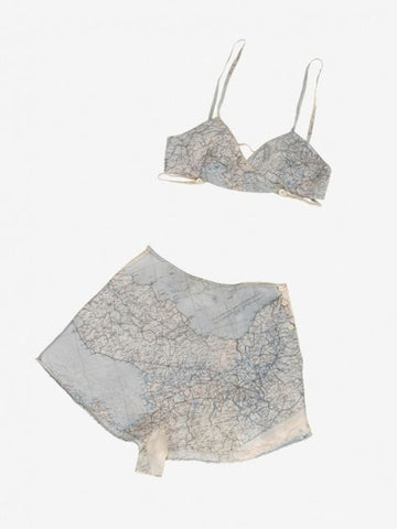Lingerie set made from WWII silk escape maps