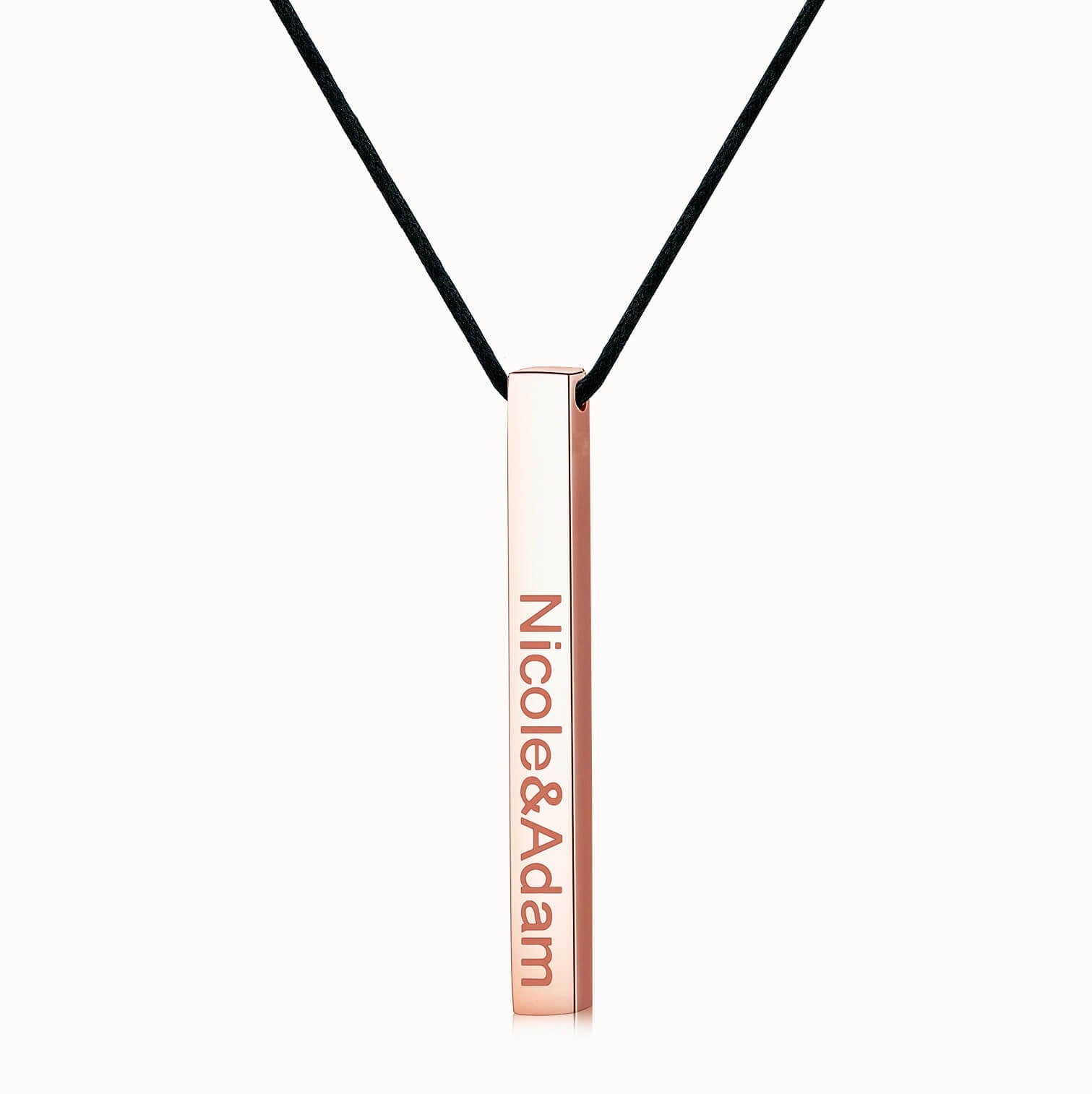 Sterling Silver with Rose Gold Plated Personalized Classic Name Bar Necklace-3