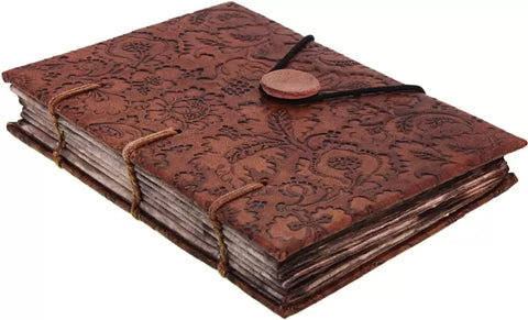 Leather Embossed Diary With Antique Paper In Exclusive Binding