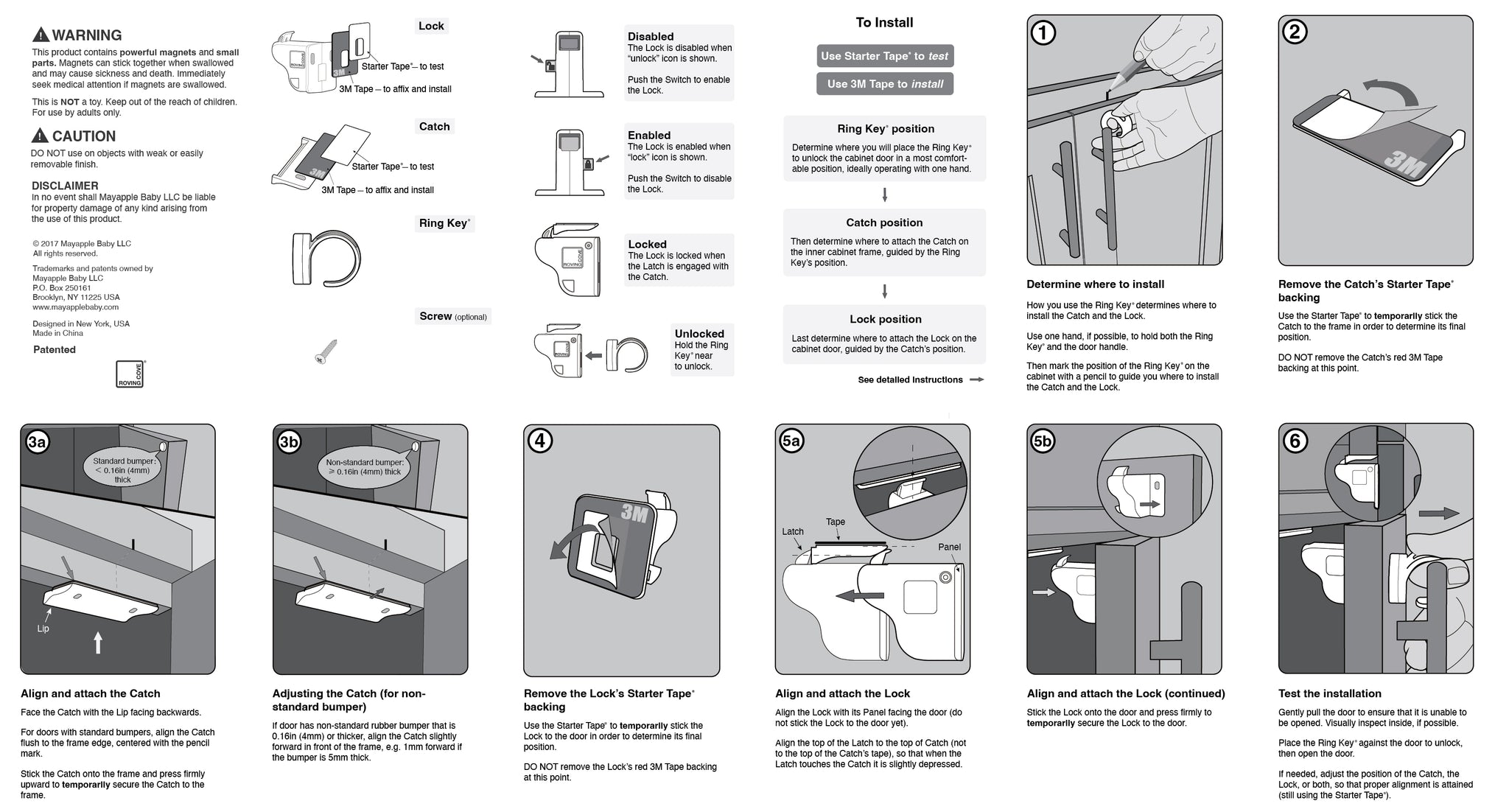 Roving Cove Instructions for Magnetic Child Locks for Cabinets and Drawers